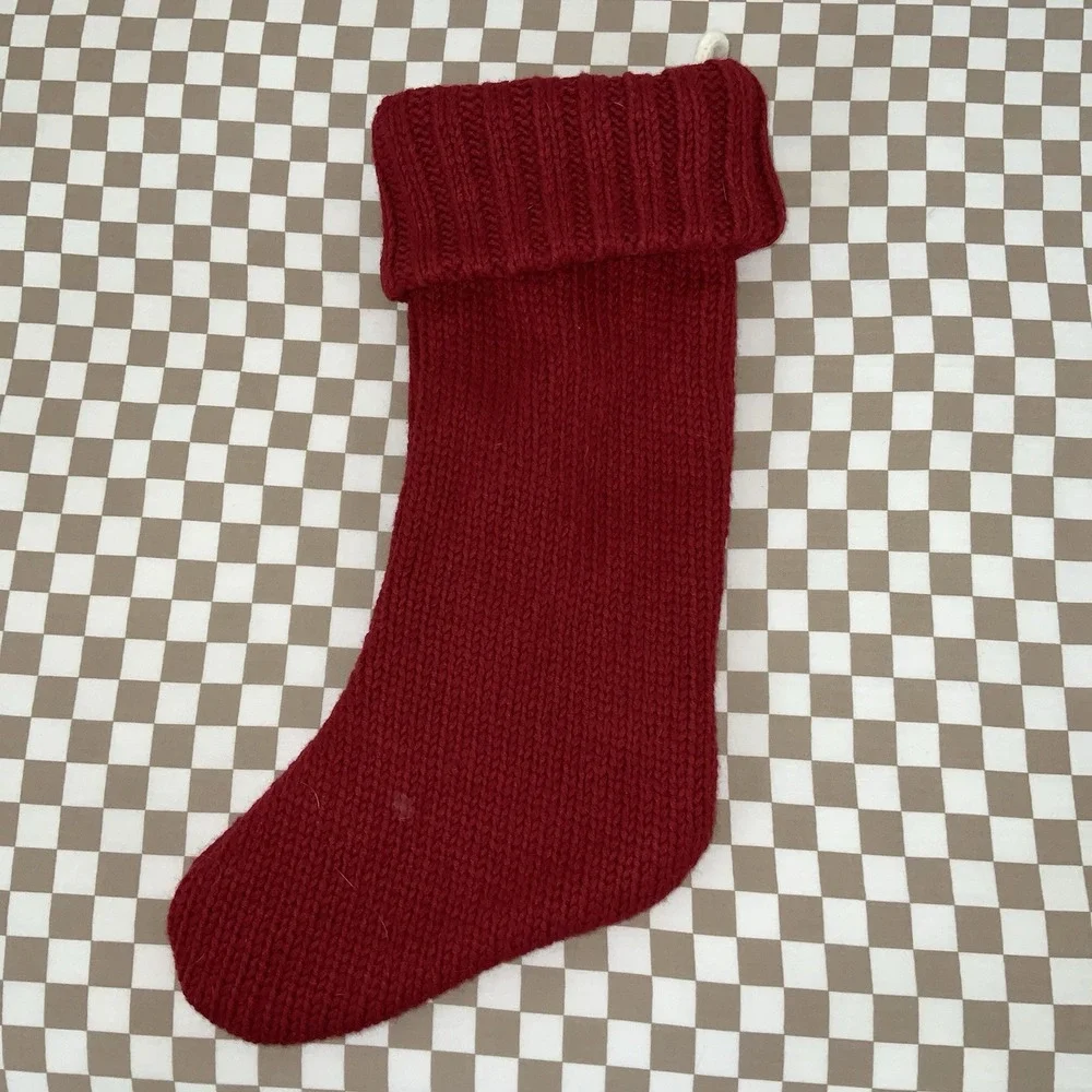 Christmas Stocking‎ Wondershop Cable Knit Monogram Red white L 18